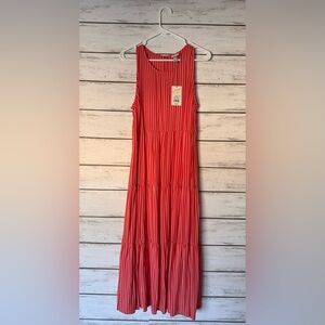 A New Day Coral and White Striped Top